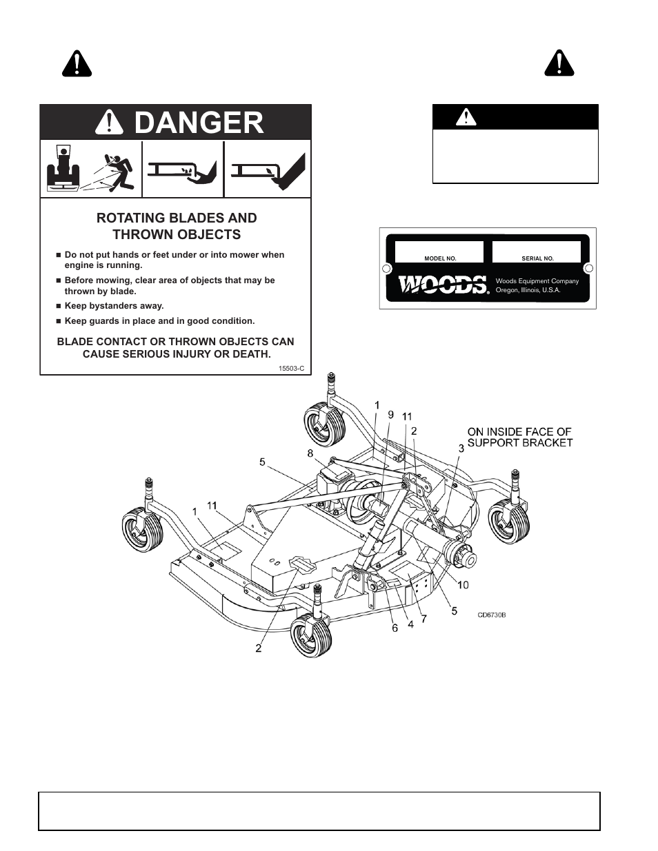 8 safety, Danger, Safety & instructional decals | Shield missing | Woods Equipment PRD6000 User Manual | Page 8 / 50