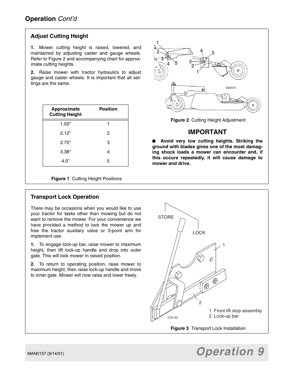 Operation 9, Cont’d, Operation | Important | Woods Equipment 7000 User Manual | Page 11 / 50