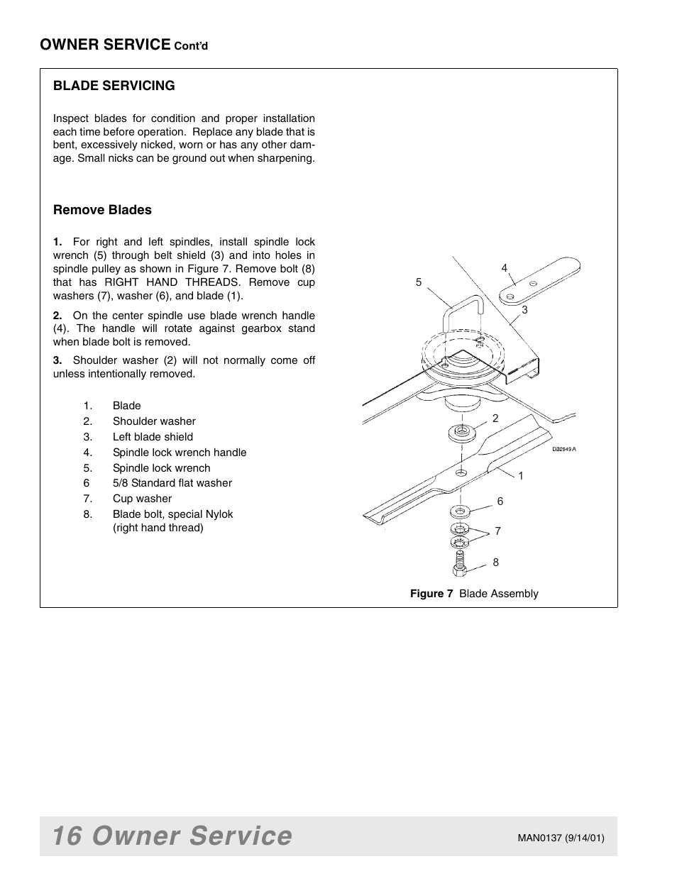 16 owner service, Owner service | Woods Equipment 7000 User Manual | Page 18 / 50