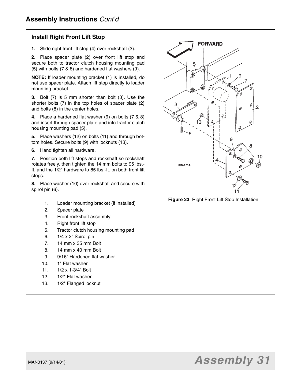 Assembly 31, Cont’d, Assembly instructions | Woods Equipment 7000 User Manual | Page 33 / 50