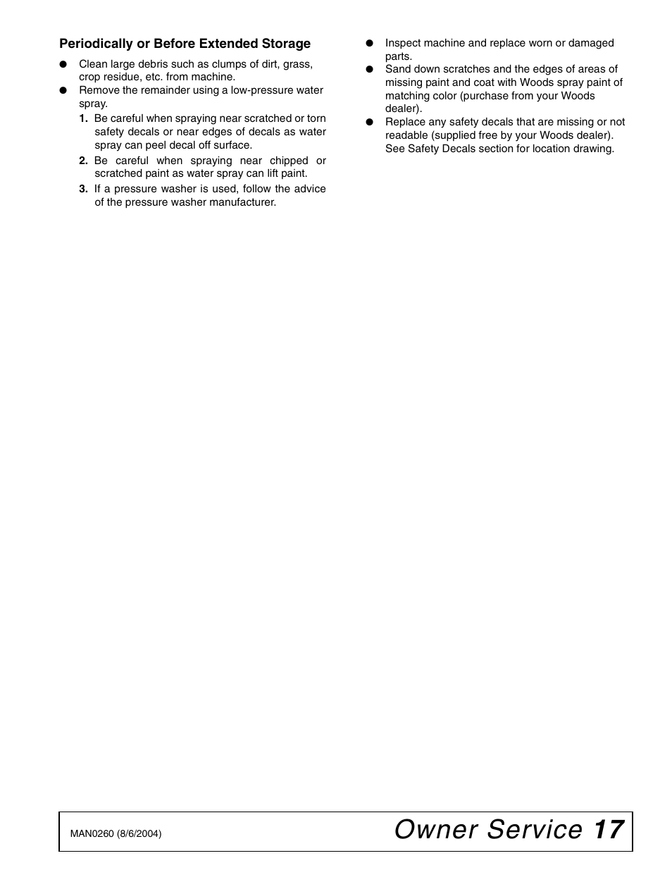 Owner service 17 | Woods Equipment RDC54 User Manual | Page 19 / 40