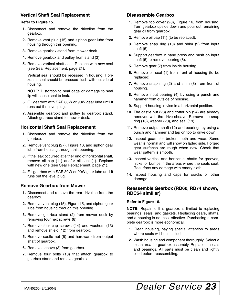 Dealer service 23 | Woods Equipment RDC54 User Manual | Page 25 / 40