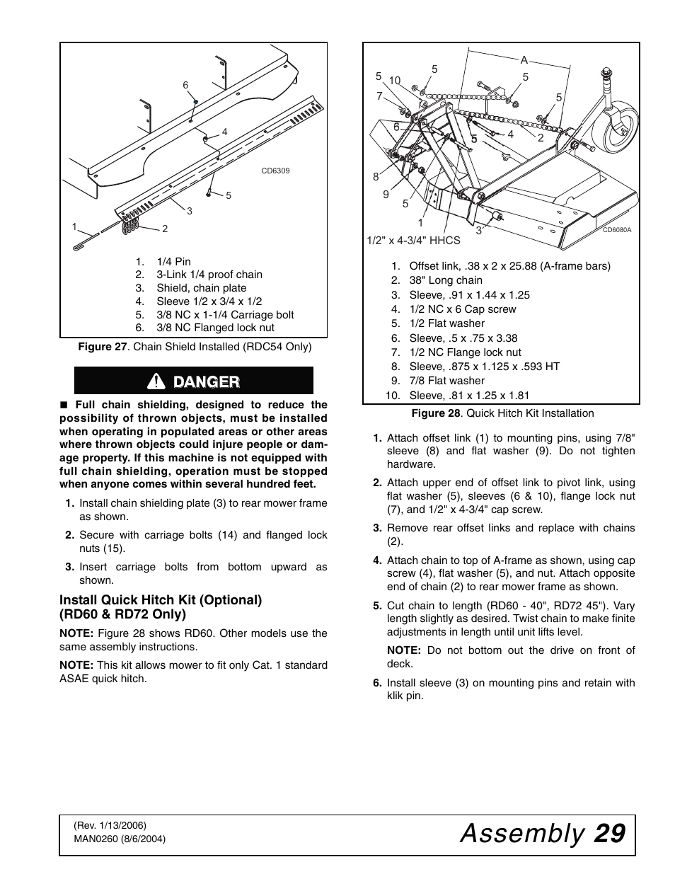 Assembly 29, Danger | Woods Equipment RDC54 User Manual | Page 31 / 40