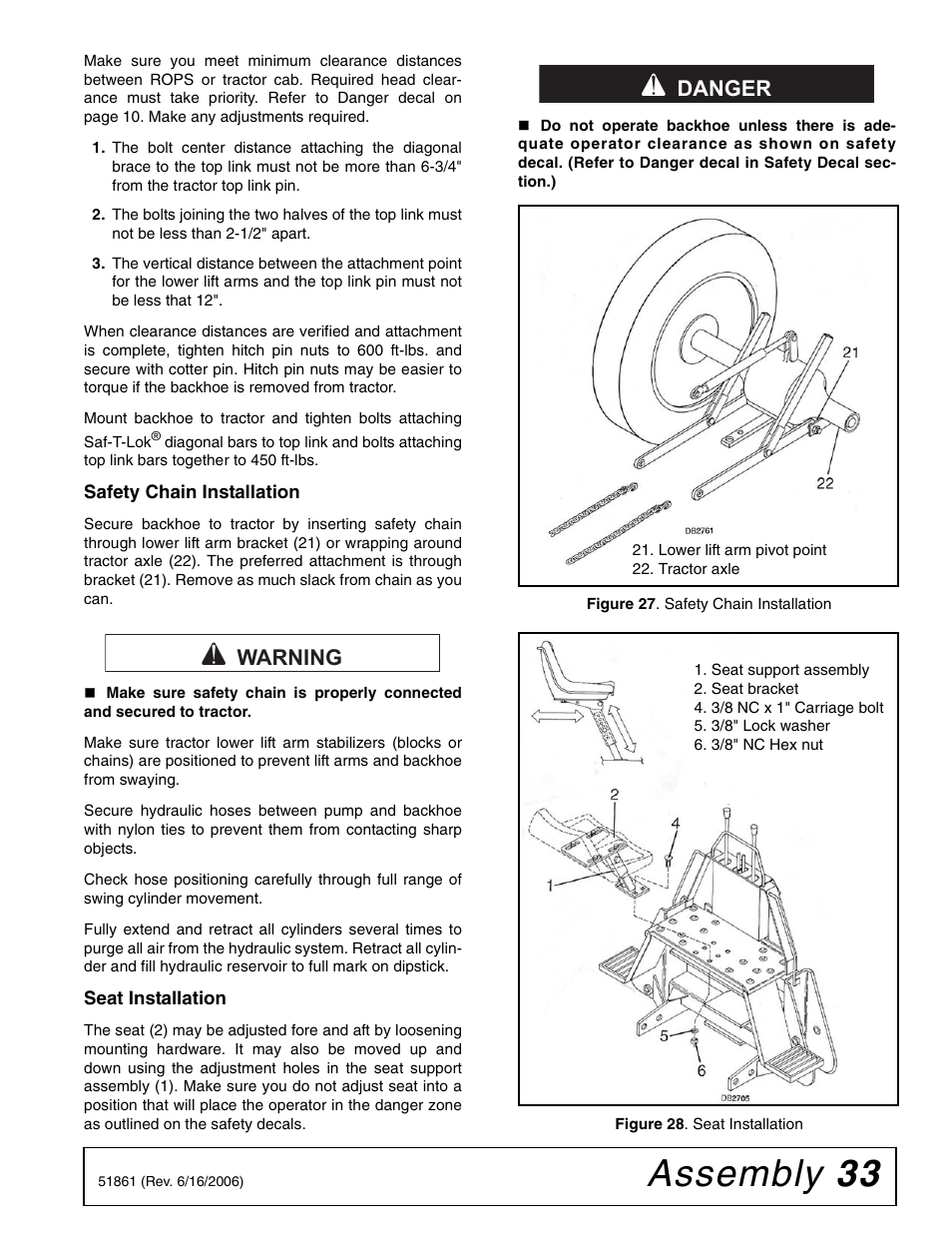 Assembly 33, Warning, Danger | Woods Equipment 1050 User Manual | Page 33 / 60