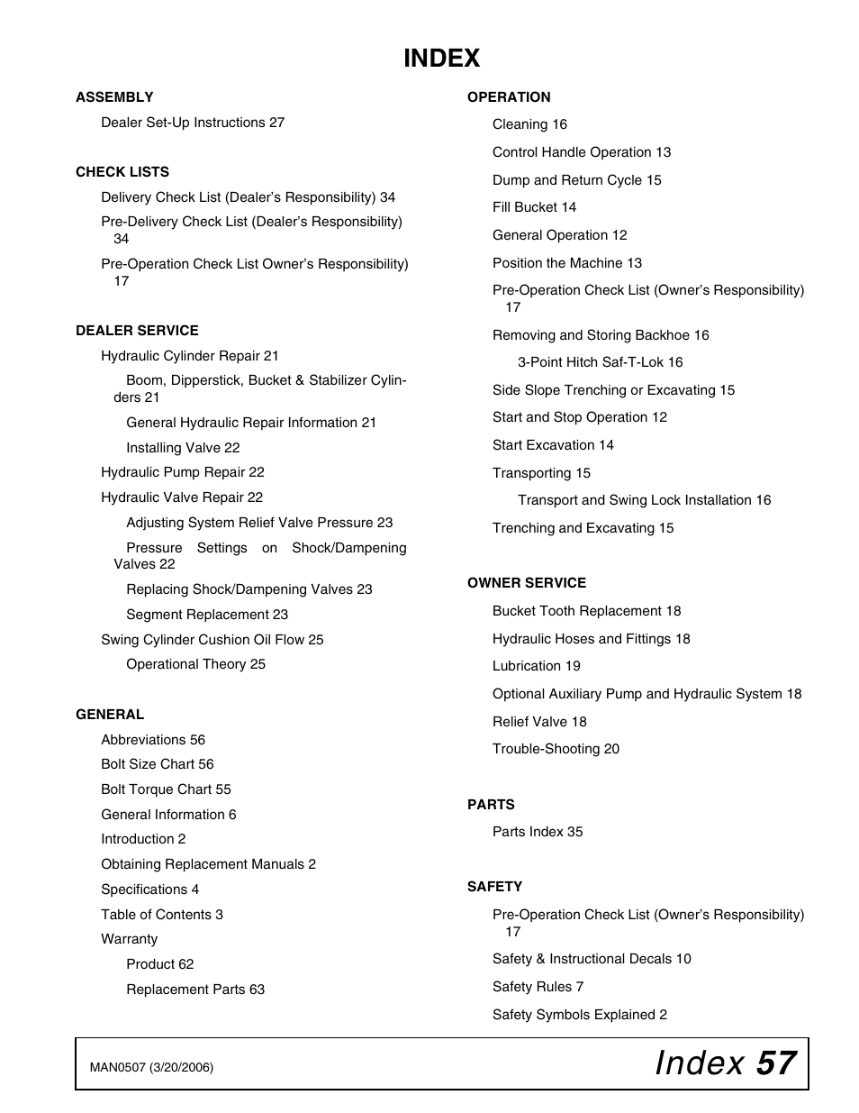 Index 57, Index | Woods Equipment 1050 User Manual | Page 57 / 60