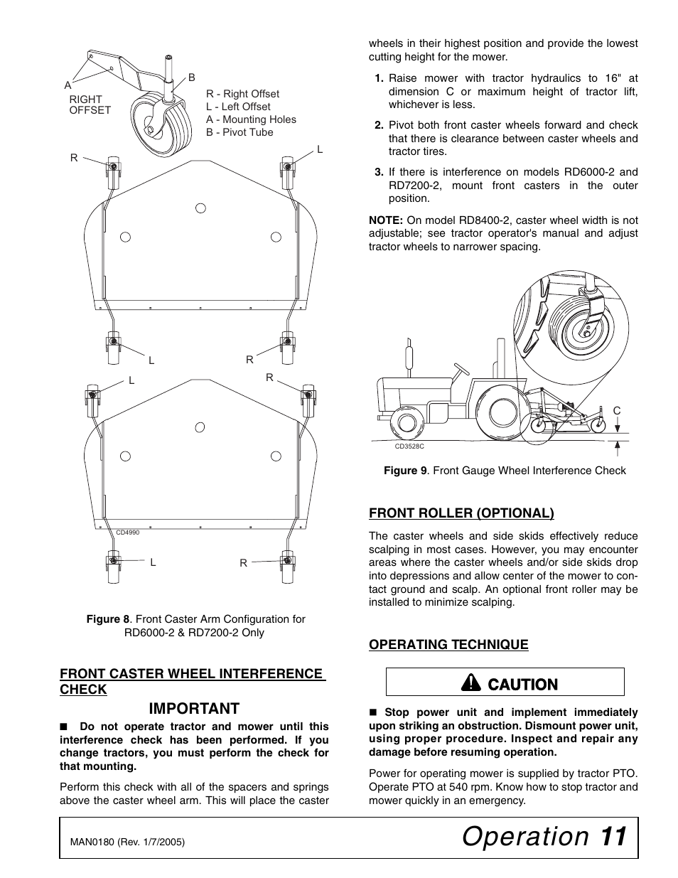 Operation 11, Important, Caution | Woods Equipment RD6000-2 User Manual | Page 13 / 48