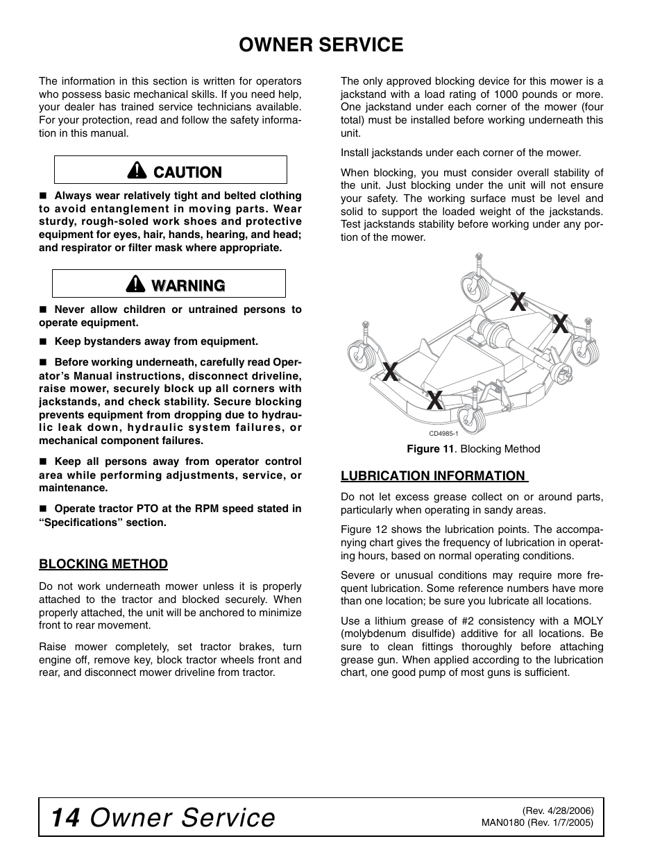 14 owner service, Owner service | Woods Equipment RD6000-2 User Manual | Page 16 / 48
