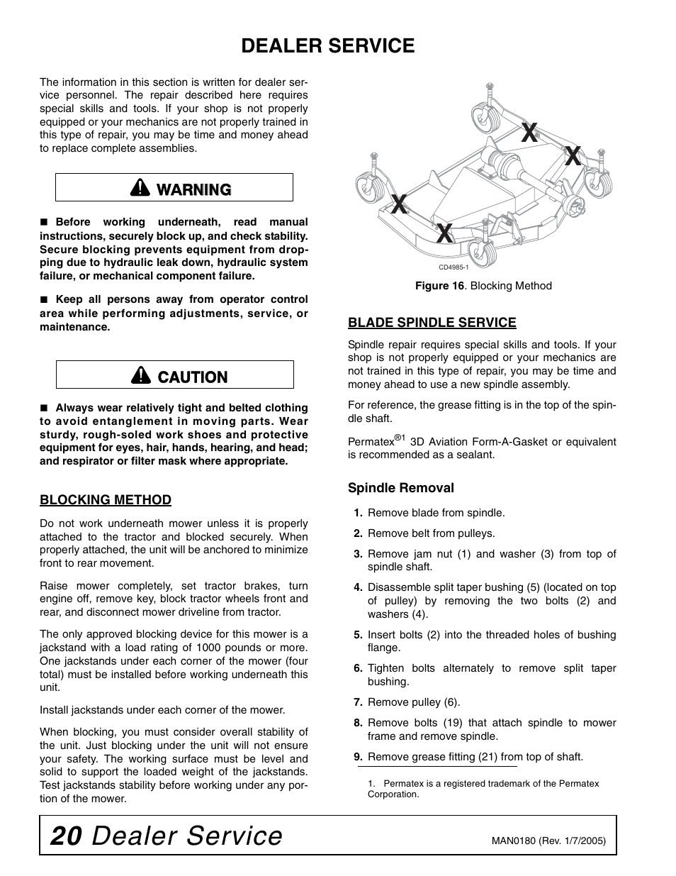 20 dealer service, Dealer service | Woods Equipment RD6000-2 User Manual | Page 22 / 48