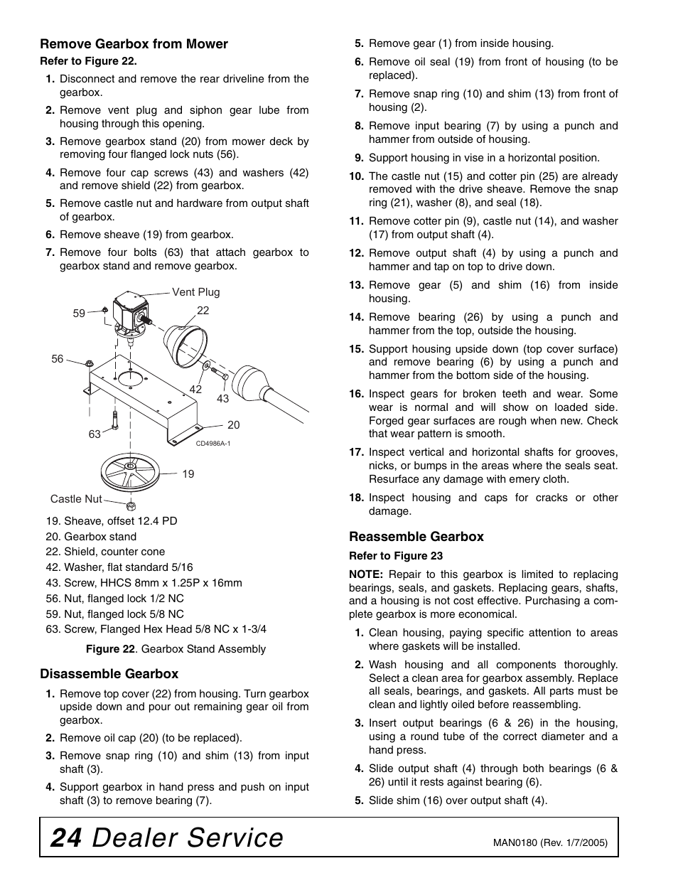 24 dealer service | Woods Equipment RD6000-2 User Manual | Page 26 / 48