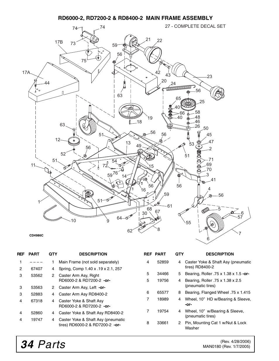 34 parts | Woods Equipment RD6000-2 User Manual | Page 36 / 48