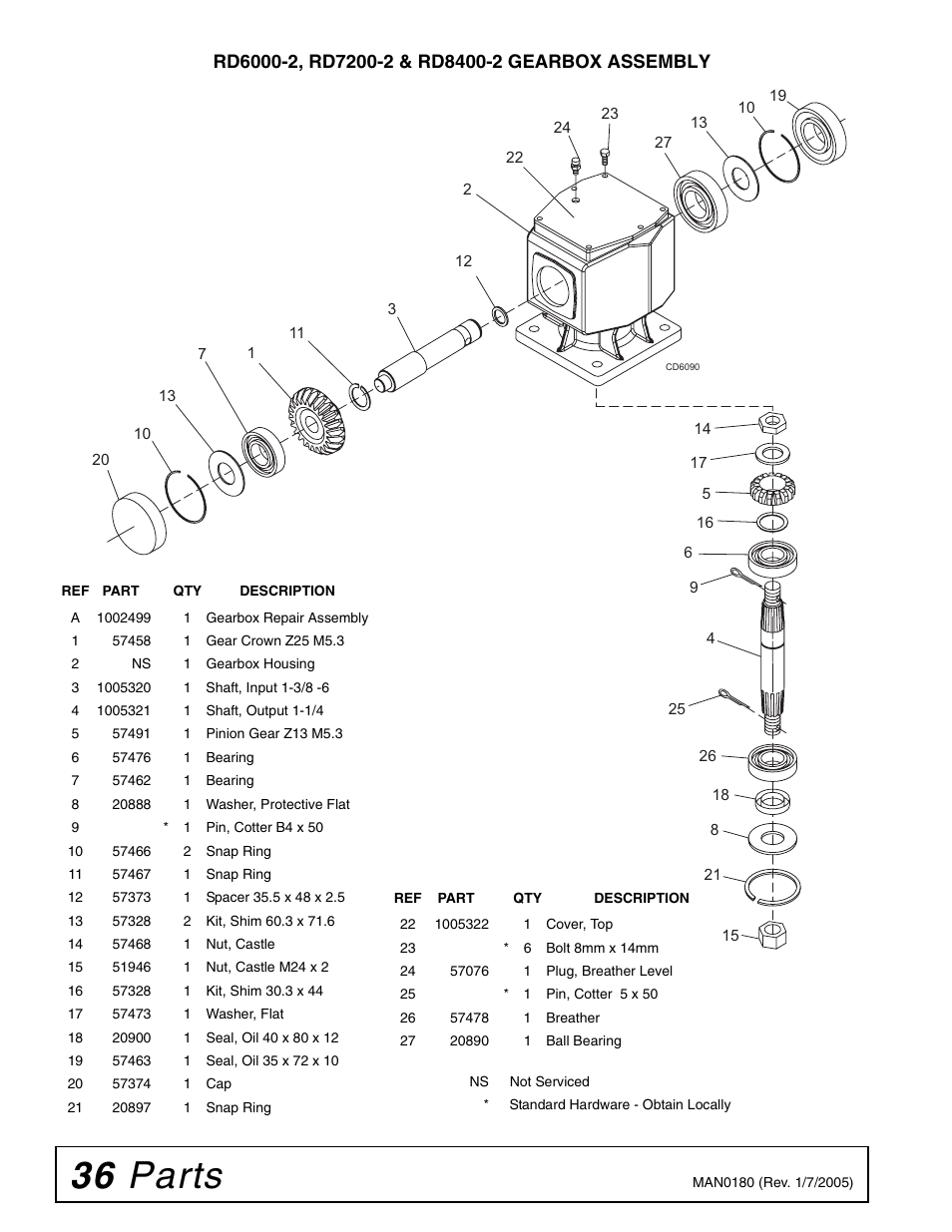 36 parts | Woods Equipment RD6000-2 User Manual | Page 38 / 48