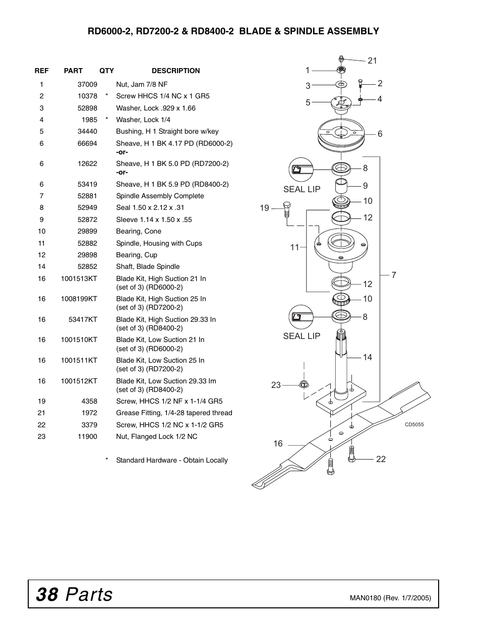 38 parts | Woods Equipment RD6000-2 User Manual | Page 40 / 48