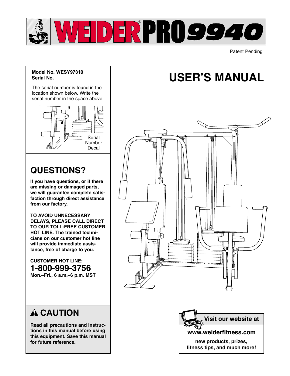 Weider 9940 User Manual | 33 pages