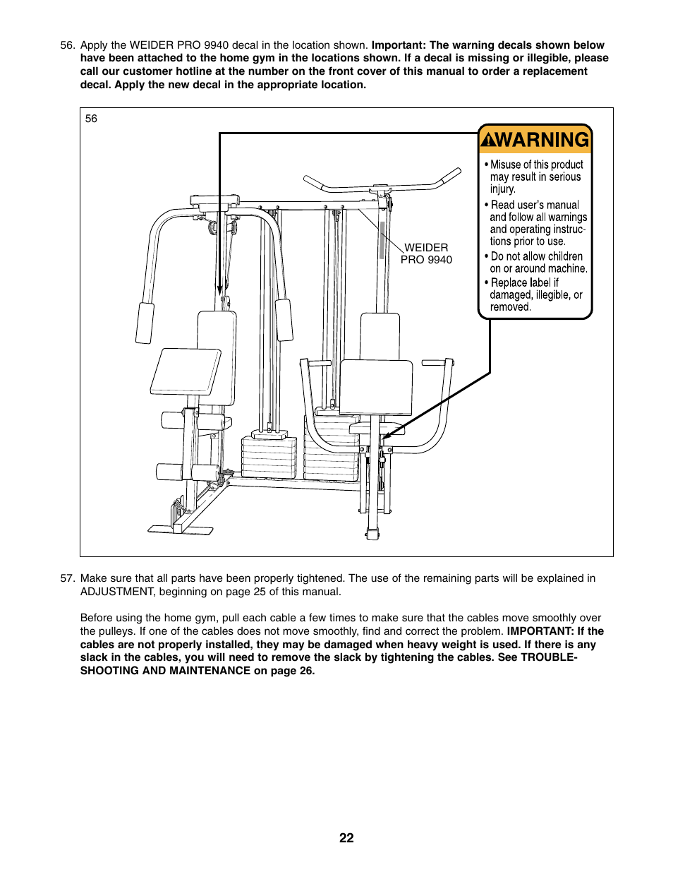 Weider 9940 User Manual | Page 22 / 33
