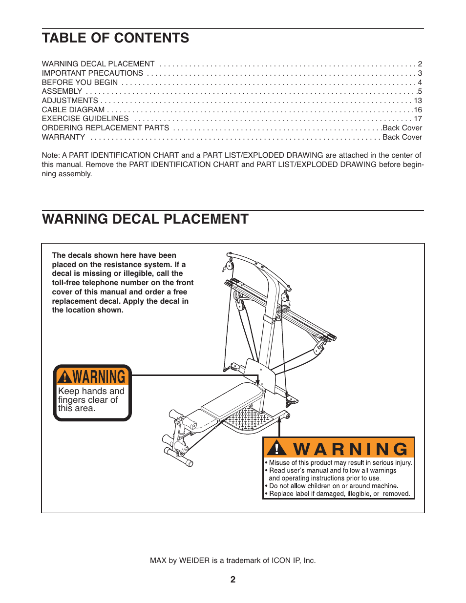 Weider WESY5993.2 User Manual | Page 2 / 24