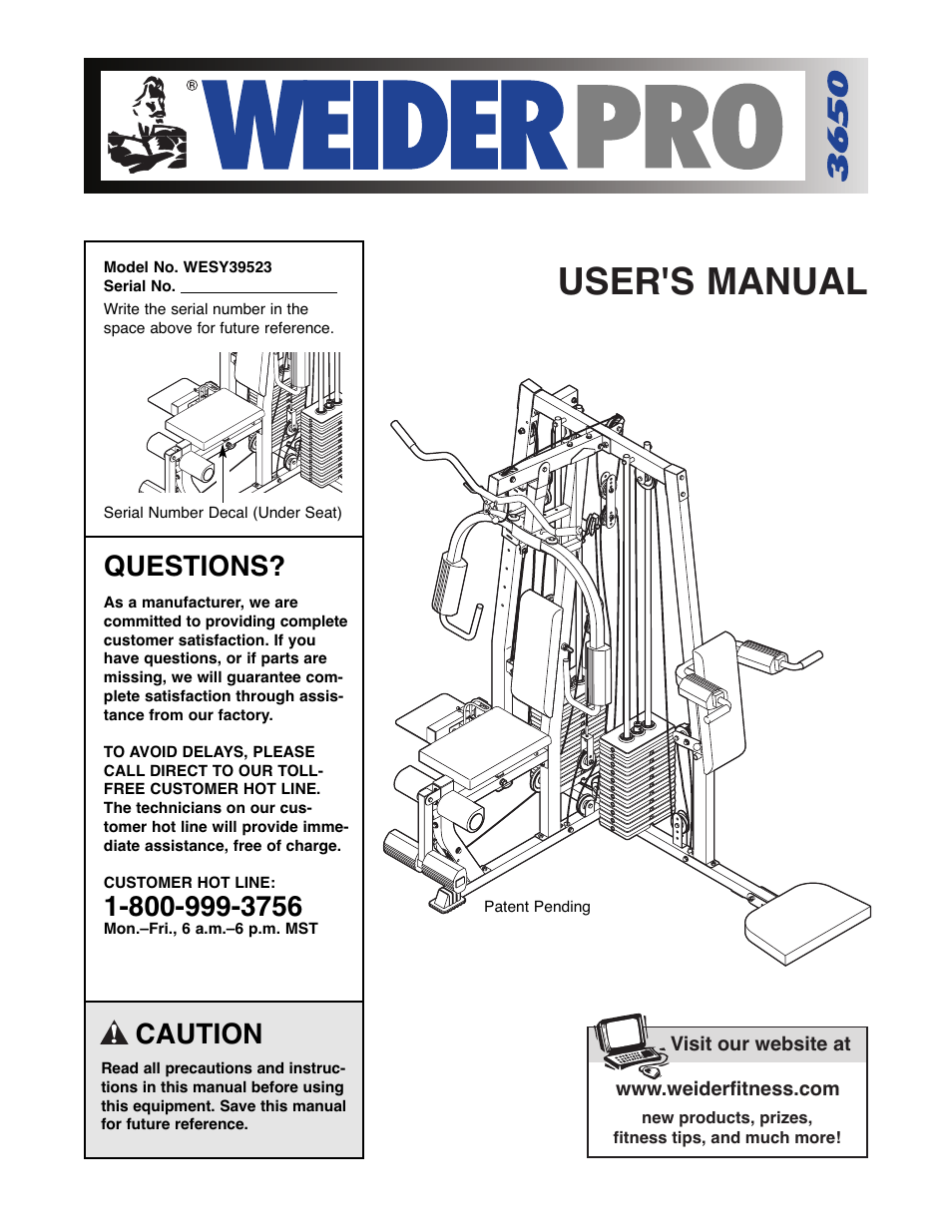 Weider WESY39523 User Manual | 35 pages