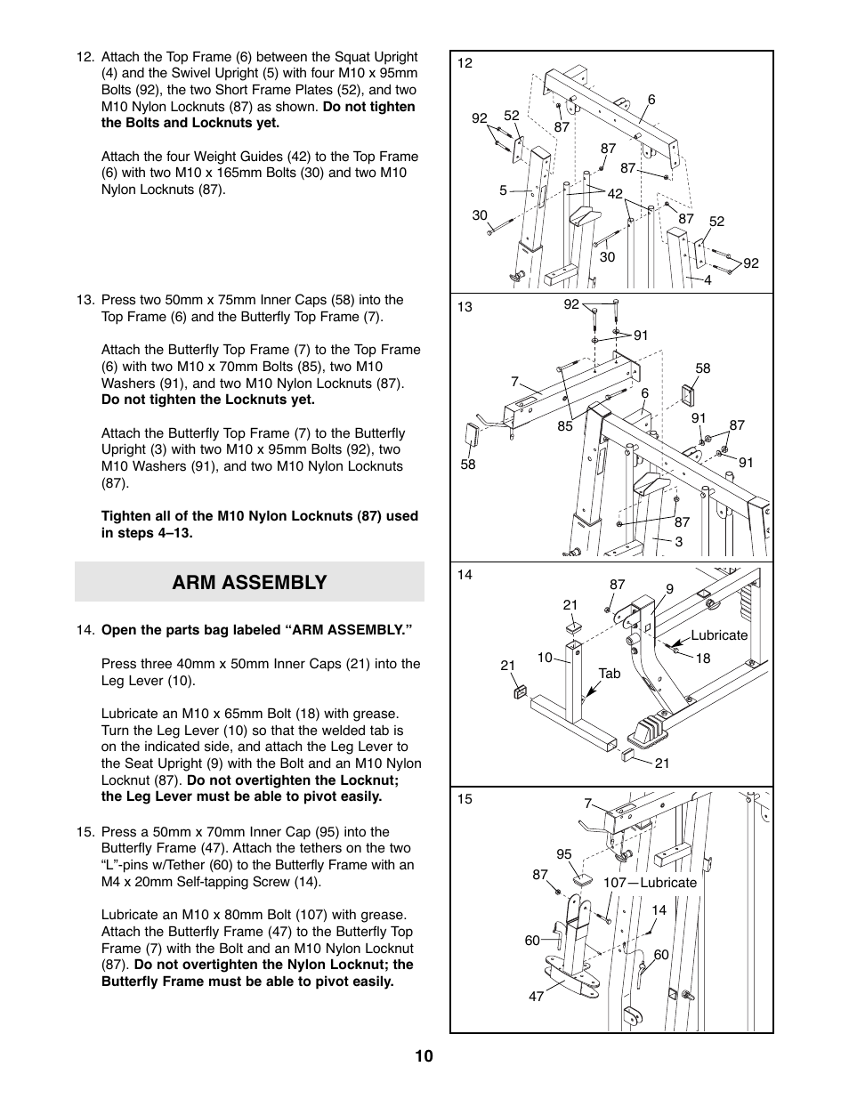Arm assembly | Weider WESY39523 User Manual | Page 10 / 35