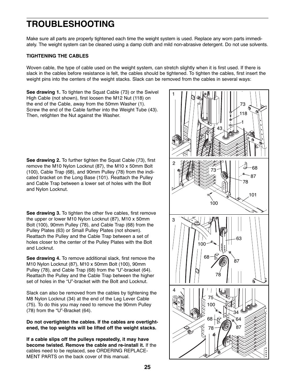 Troubleshooting | Weider WESY39523 User Manual | Page 25 / 35