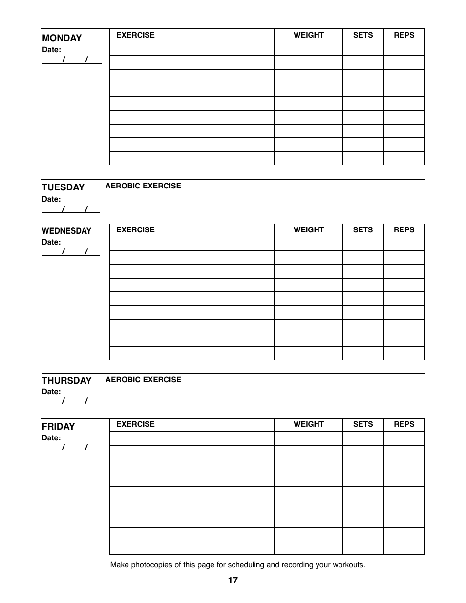 Weider 148 User Manual | Page 17 / 20