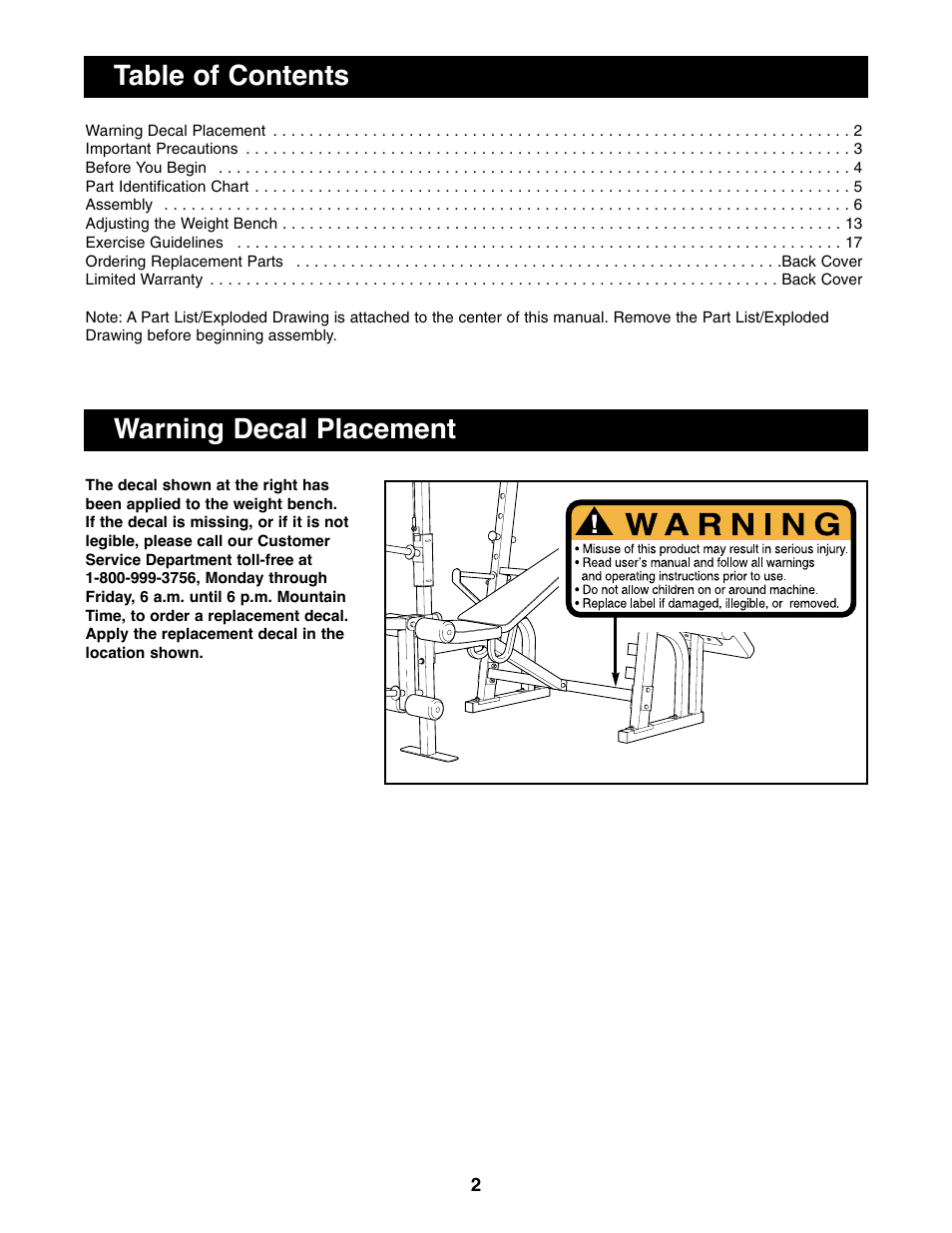 Weider WEBE44490 User Manual | Page 2 / 22