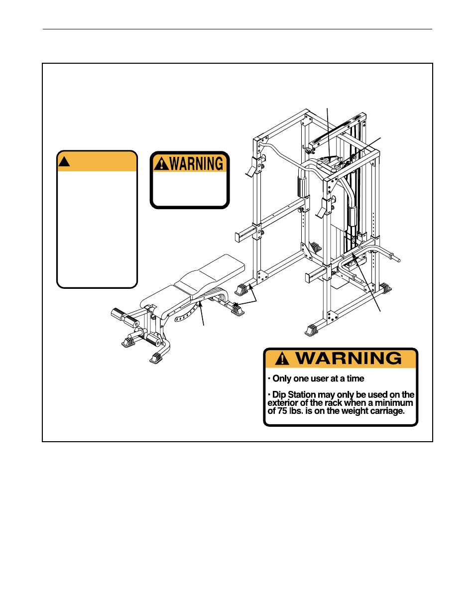 Warning decal placement, Warning | Weider C670 User Manual | Page 3 / 34