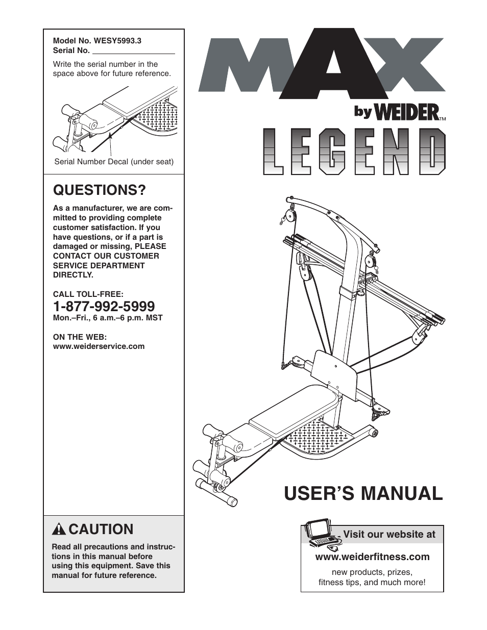 Weider WESY5993.3 User Manual | 24 pages