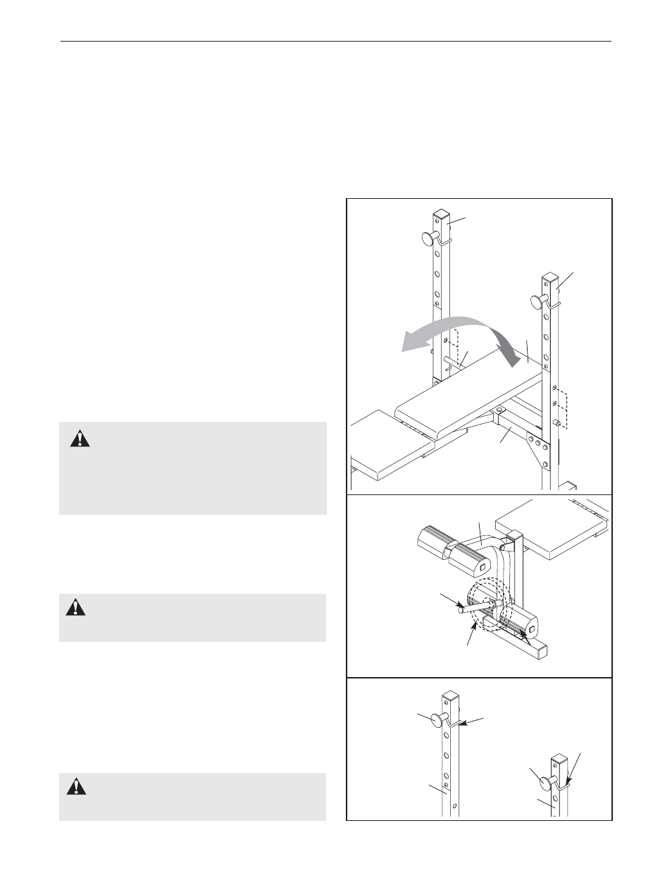 Warning, Adjustments | Weider 831.150290 User Manual | Page 10 / 16