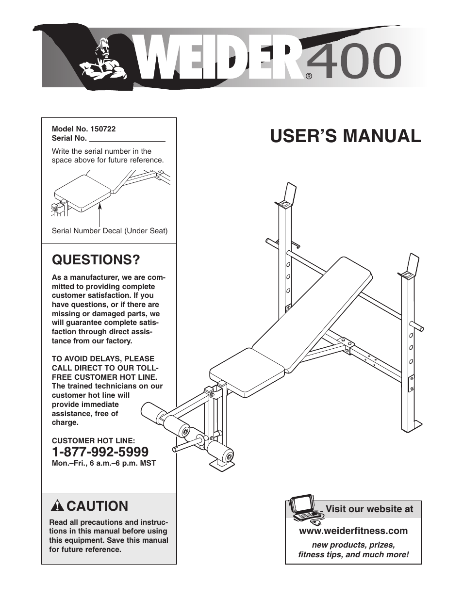 Weider 150722 User Manual | 15 pages