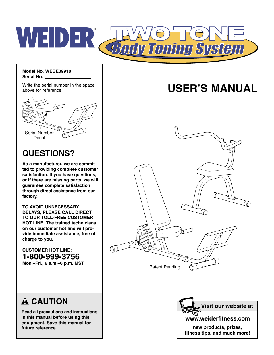 Weider WEBE09910 User Manual | 8 pages