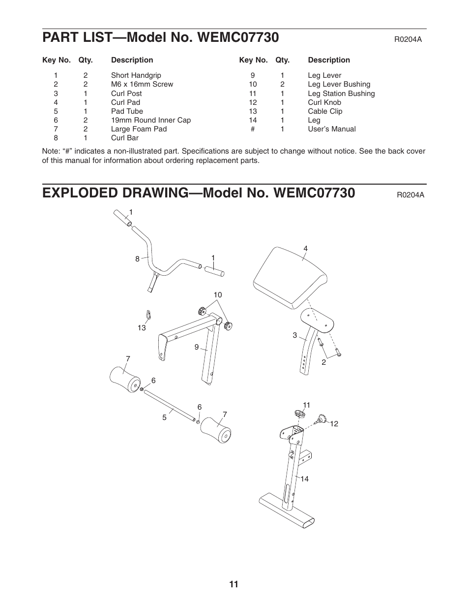 Weider WEMC07730 User Manual | Page 11 / 12