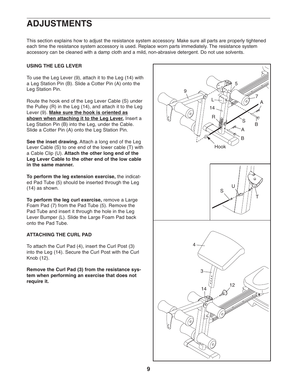 Adjustments | Weider WEMC07730 User Manual | Page 9 / 12