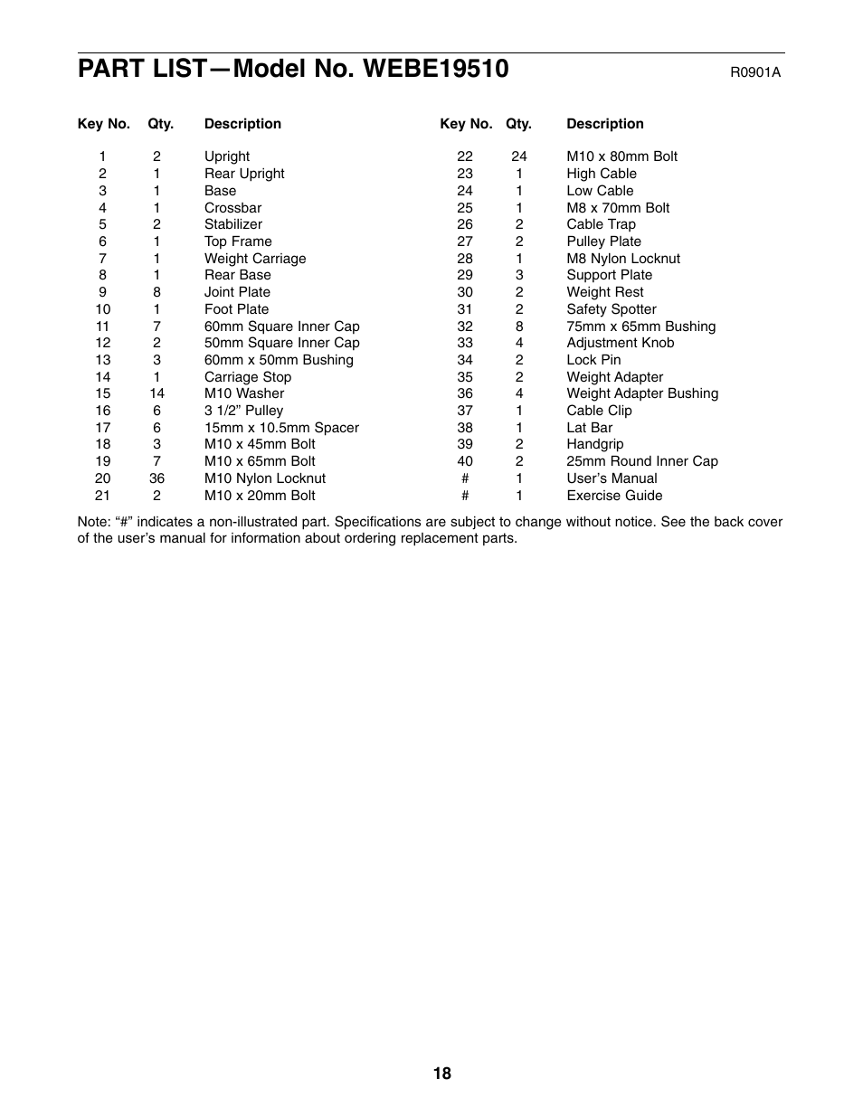 Weider WEBE19510 User Manual | Page 18 / 20