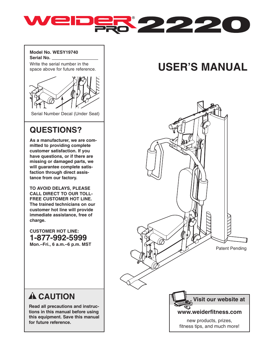 Weider WESY19740 User Manual | 28 pages