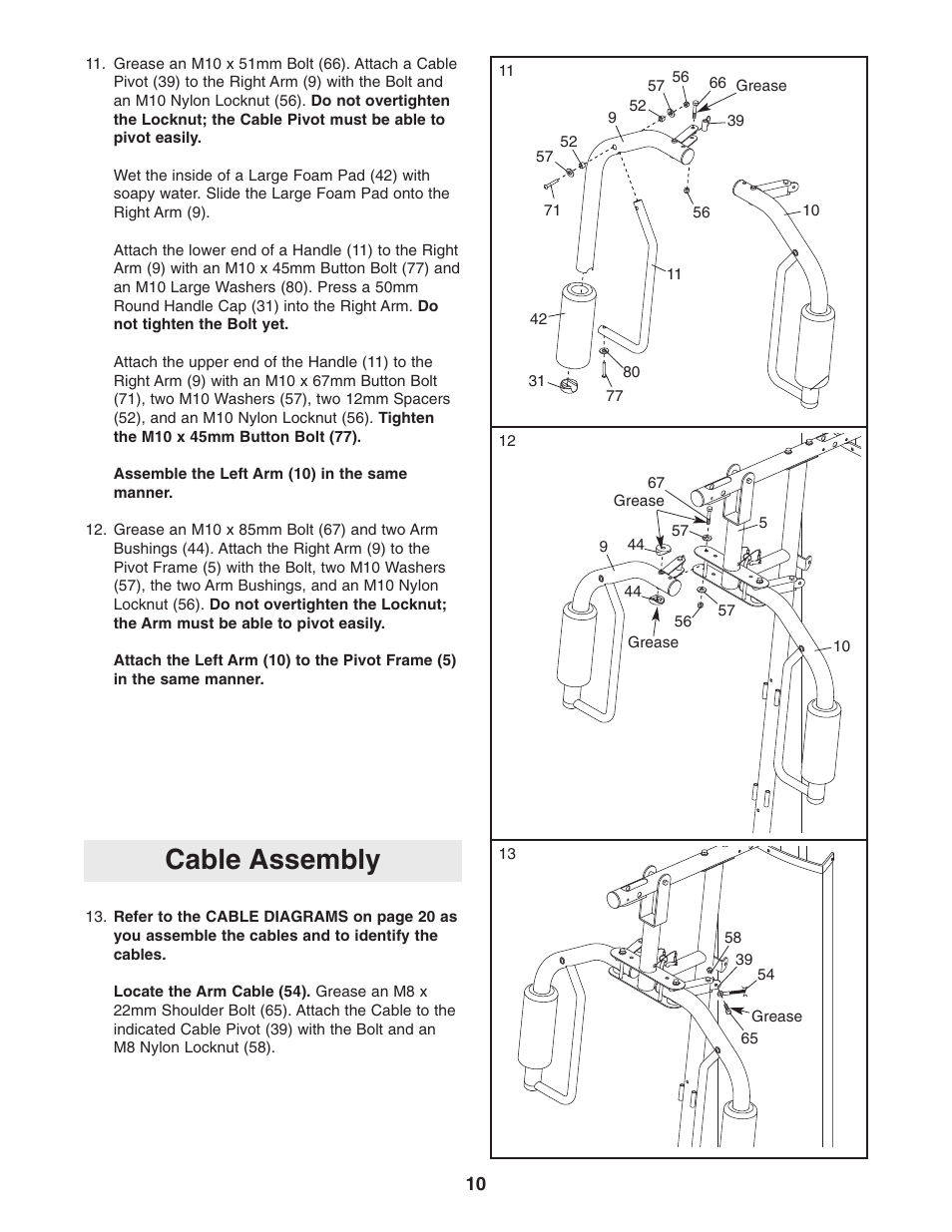 Cable assembly | Weider WESY19740 User Manual | Page 10 / 28