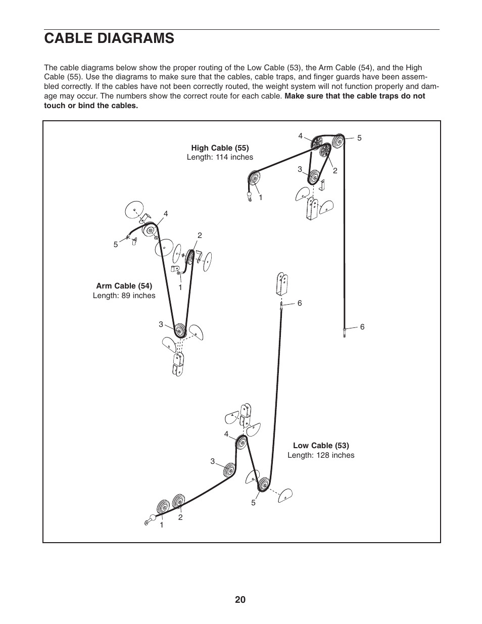 Cable diagrams | Weider WESY19740 User Manual | Page 20 / 28