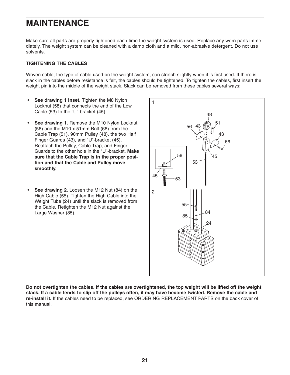 Maintenance | Weider WESY19740 User Manual | Page 21 / 28