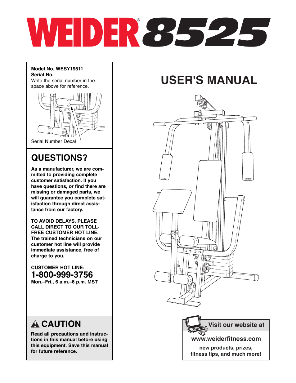 Weider WESY19511 User Manual | 28 pages