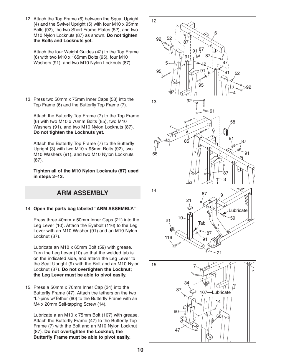 Arm assembly | Weider Pro 4850 831.153932 User Manual | Page 10 / 33