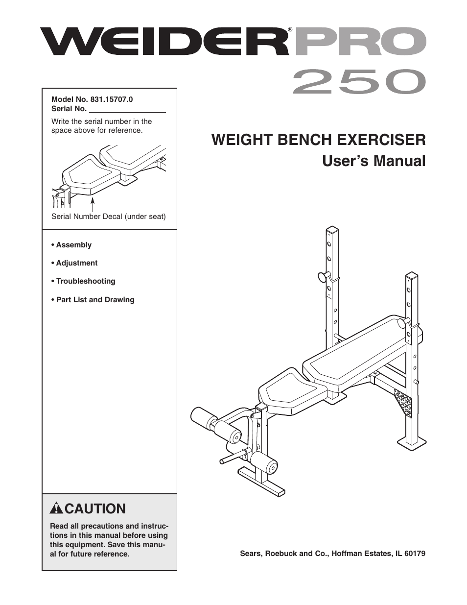 Weider PRO 250 831.15707.0 User Manual | 16 pages