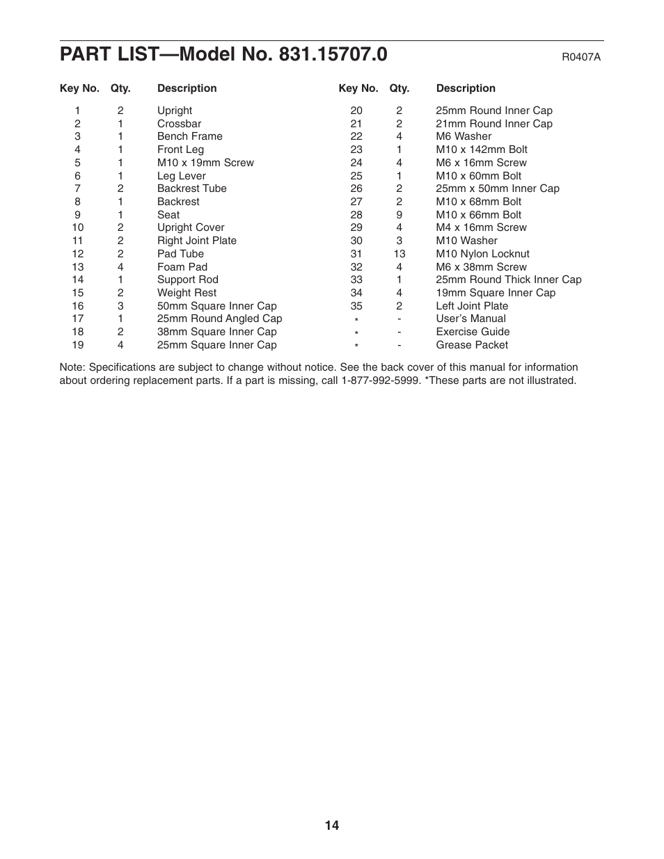 Weider PRO 250 831.15707.0 User Manual | Page 14 / 16