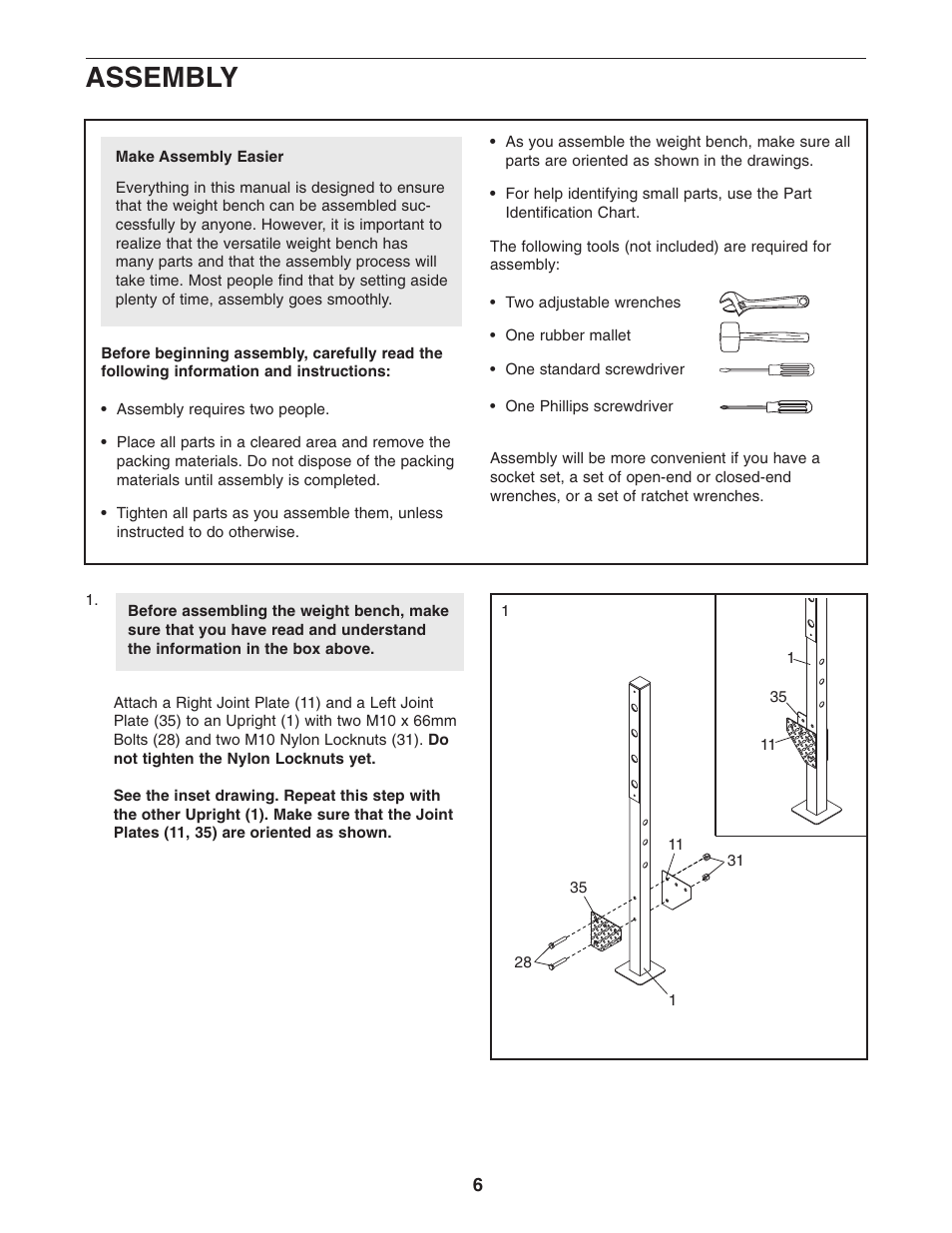 Assembly | Weider PRO 250 831.15707.0 User Manual | Page 6 / 16