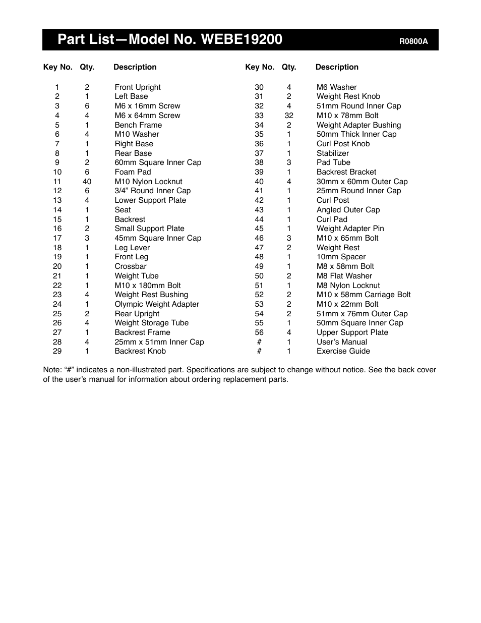 Weider WEBE19200 User Manual | Page 18 / 19