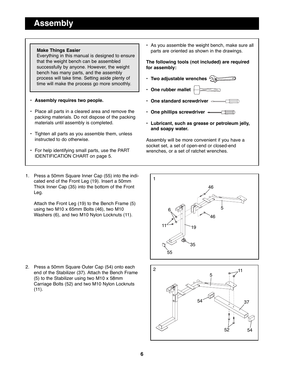Assembly | Weider WEBE19200 User Manual | Page 6 / 19