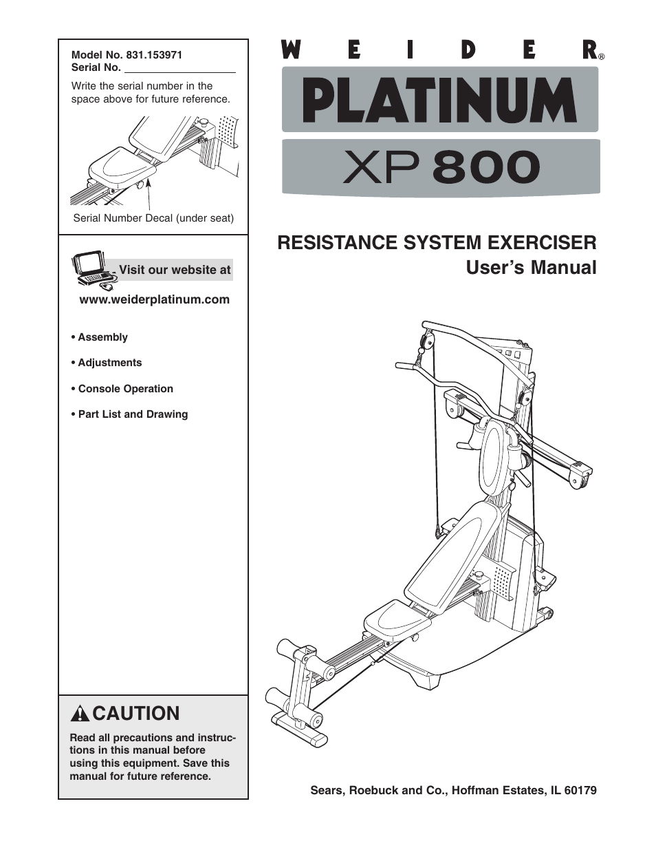 Weider 831.153971 User Manual | 28 pages