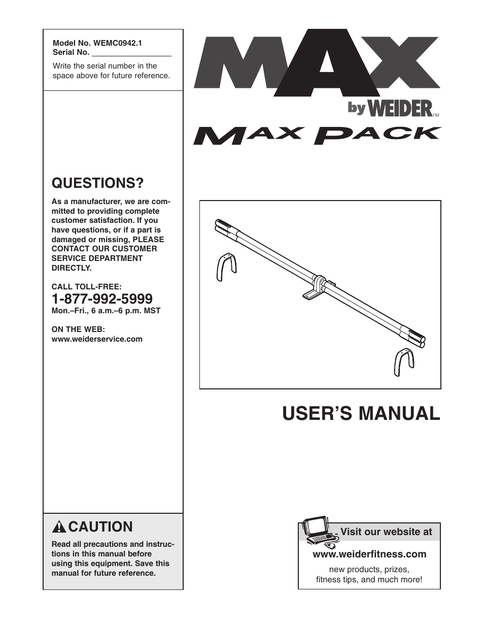 Weider WEMC0942.1 User Manual | 7 pages