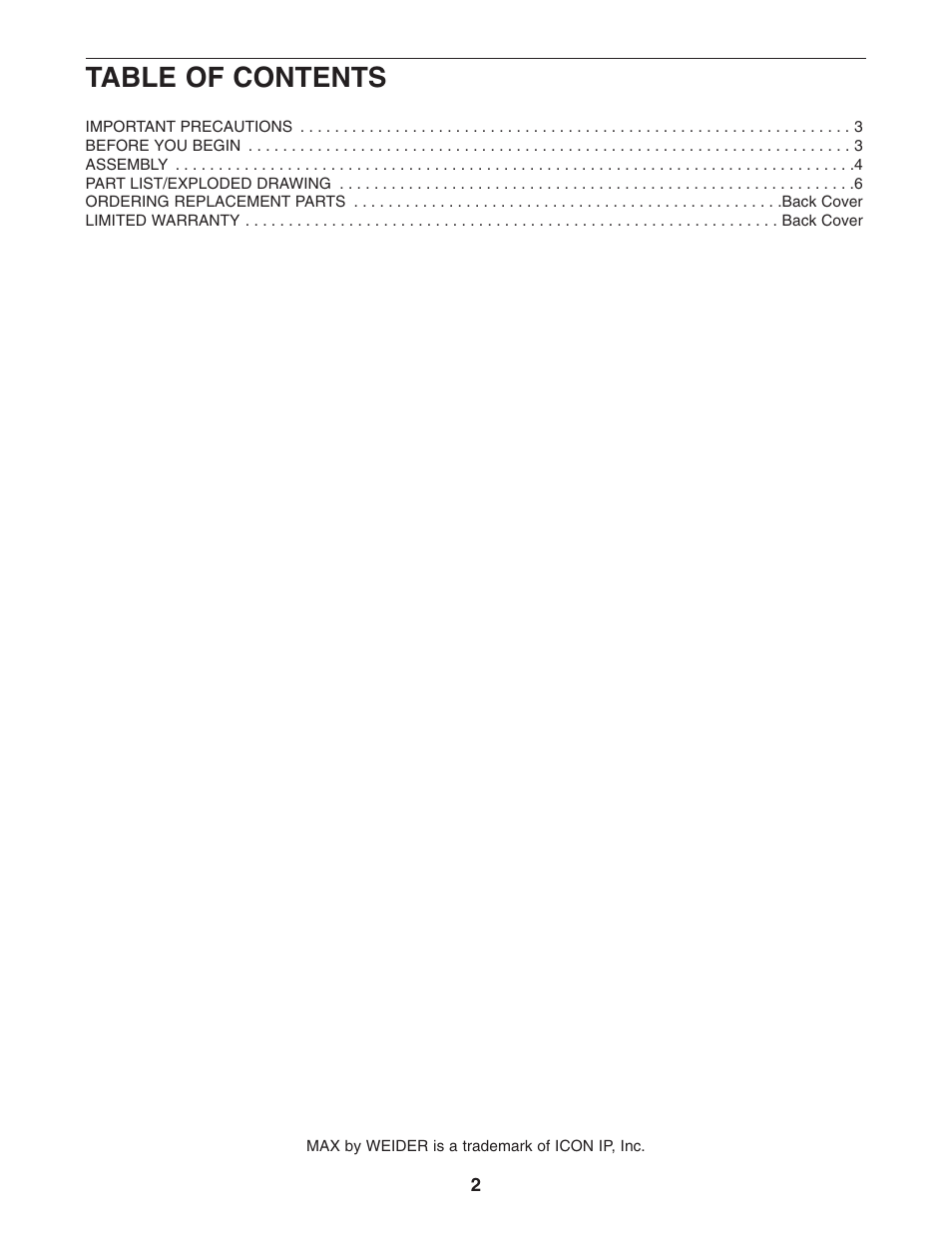 Weider WEMC0942.1 User Manual | Page 2 / 7