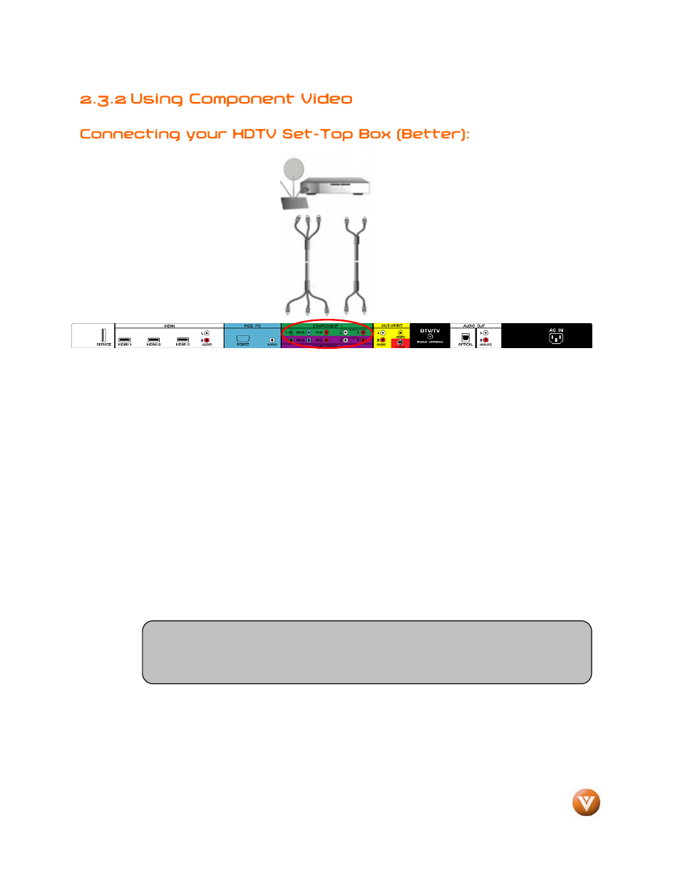 2 using component video | Weider LCD VW46L User Manual | Page 17 / 75