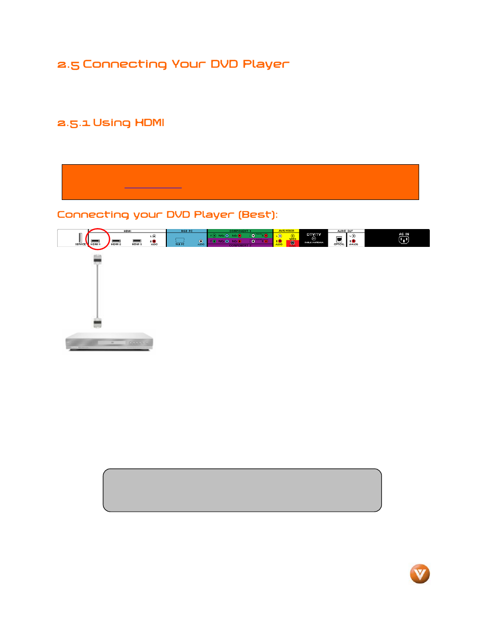 5 connecting your dvd player, 1 using hdmi | Weider LCD VW46L User Manual | Page 19 / 75