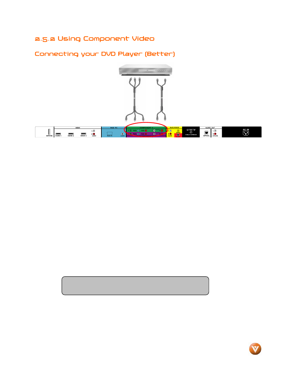 2 using component video | Weider LCD VW46L User Manual | Page 21 / 75
