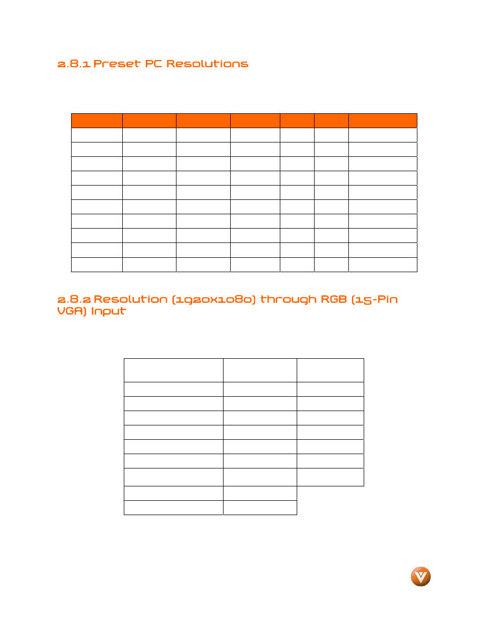 1 preset pc resolutions | Weider LCD VW46L User Manual | Page 26 / 75